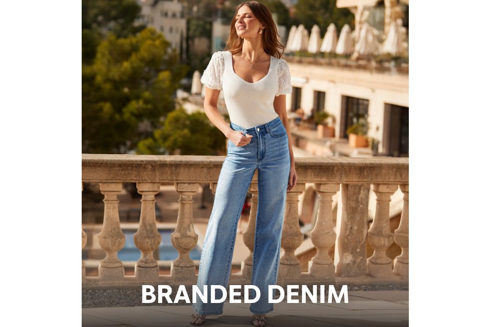 Branded denim.