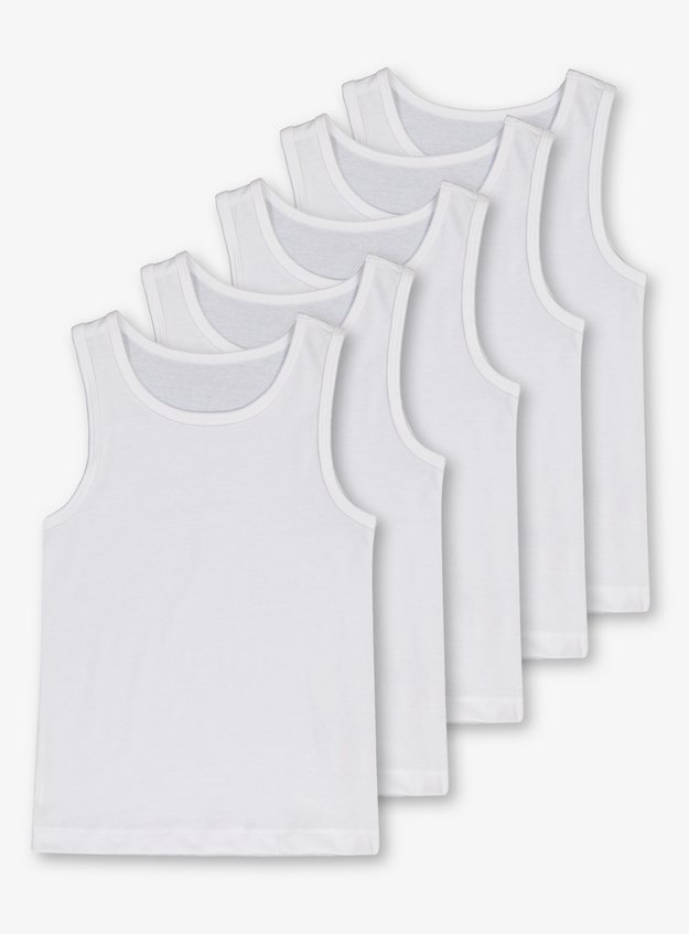 Girls 5 Pack Vests Underwear Sleeveless Kids 100% Cotton White Pastel Size 2-12 Years 