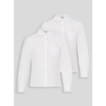 White Pleated School Blouses 2 Pack - 6 years