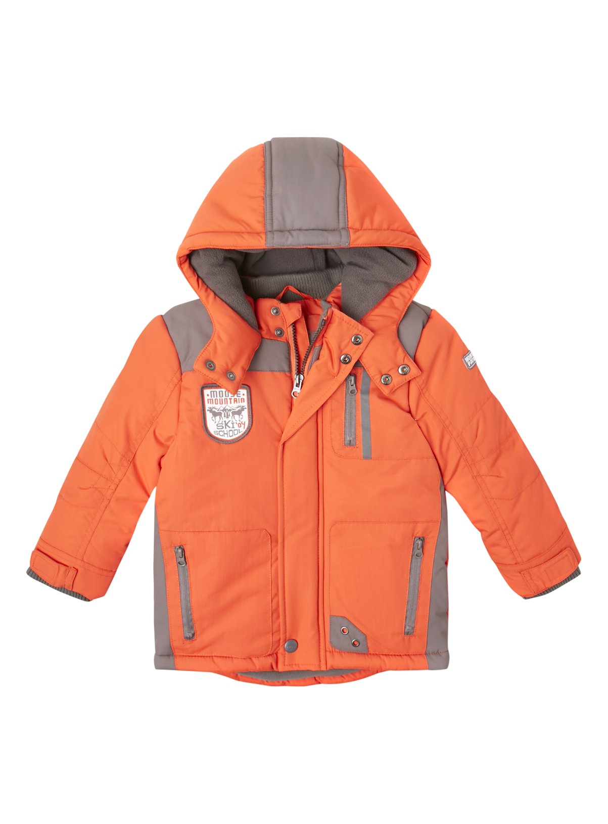 orange puffer ski jacket