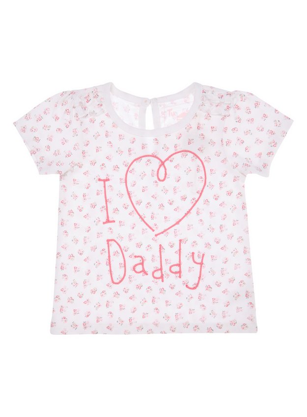 Baby Girls White Floral I Love Daddy T Shirt 0 24 Months Tu Clothing