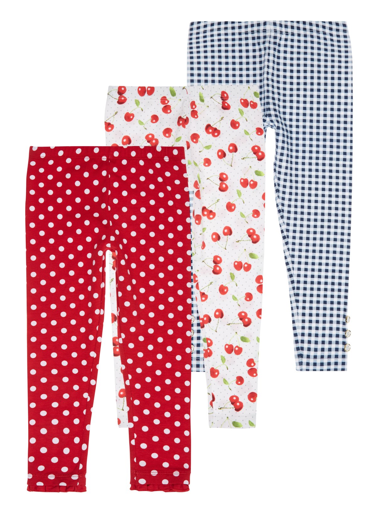 Kids Girls Red Cherry Leggings 3 Pack 