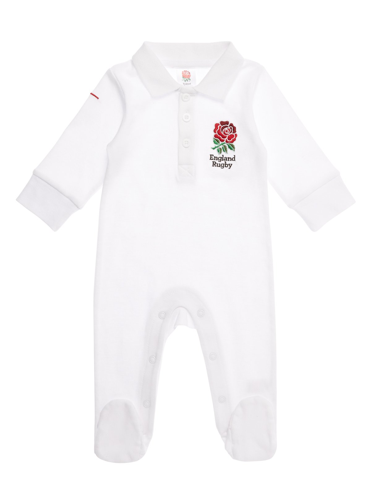 Baby Boys White England Rugby Sleepsuit 