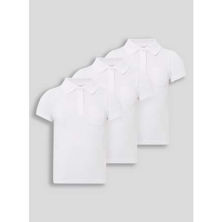 White Embroidered Pocket Polo Shirts 3 Pack - 12 years