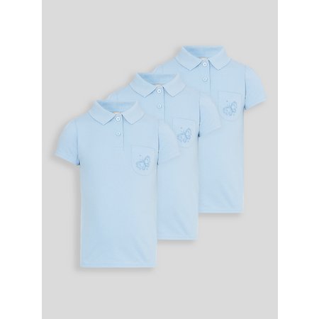 Blue Embroidered Pocket Polo Shirts 3 Pack - 5 years