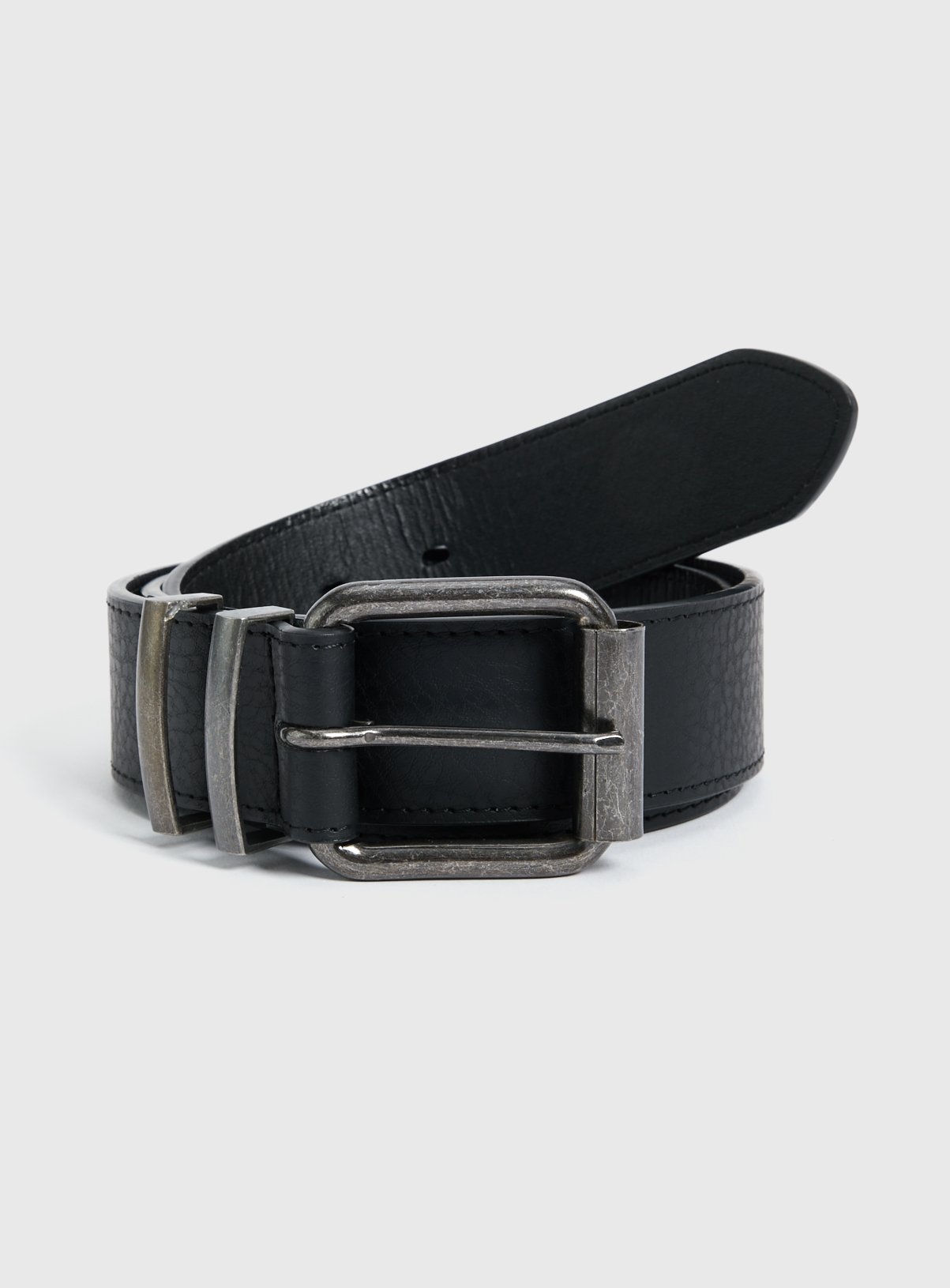 Black Faux Leather Gunmetal Buckle Casual Belt Review