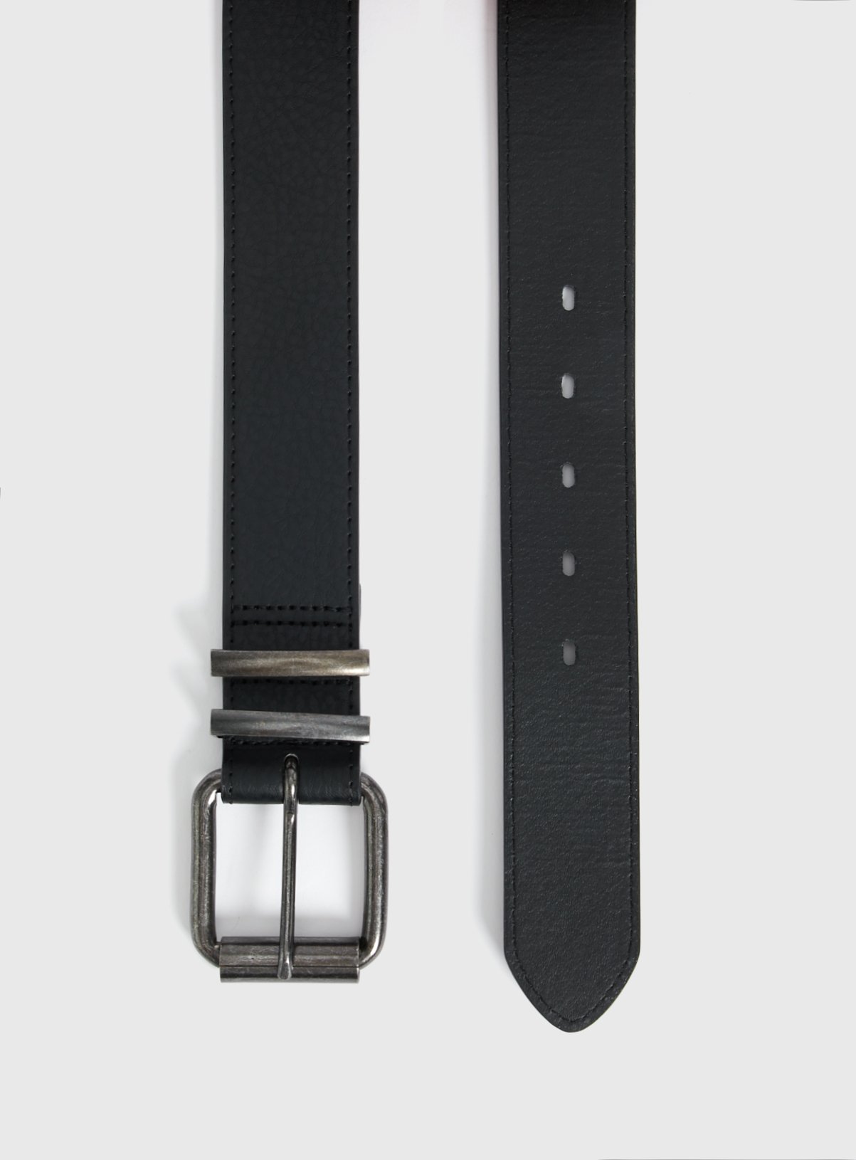 Black Faux Leather Gunmetal Buckle Casual Belt Review