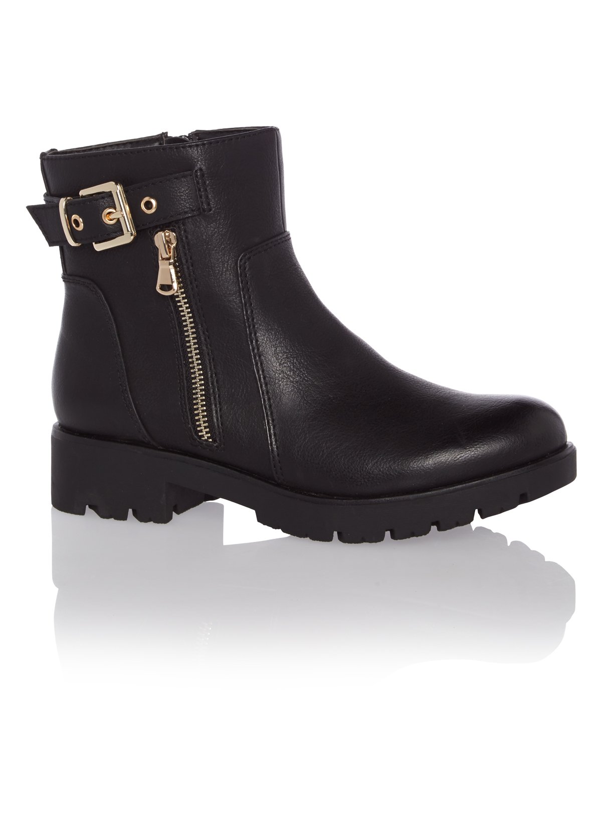black cleated boots