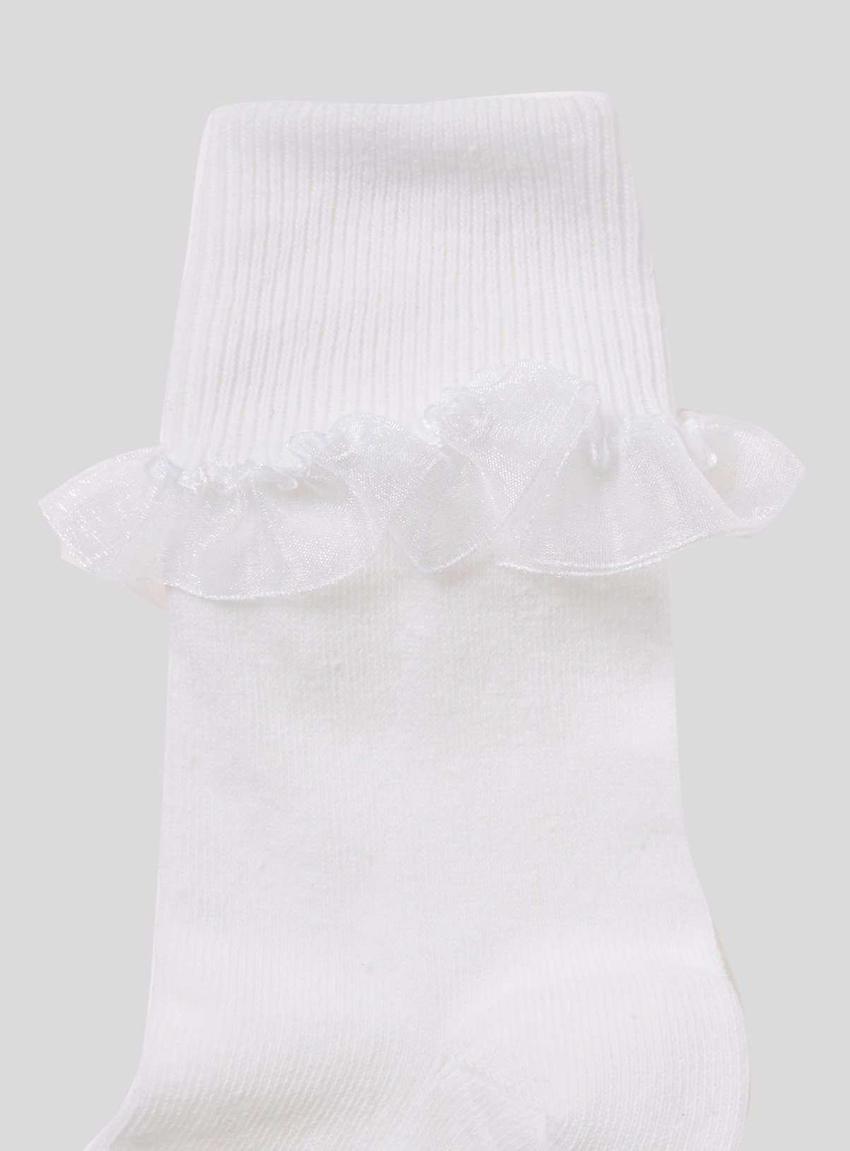 SKU CTY AA 5PK TURNOVER TOP ORGANZA TRIM SOCKS:White:12.5-3.5 - Image 2 thumbnail