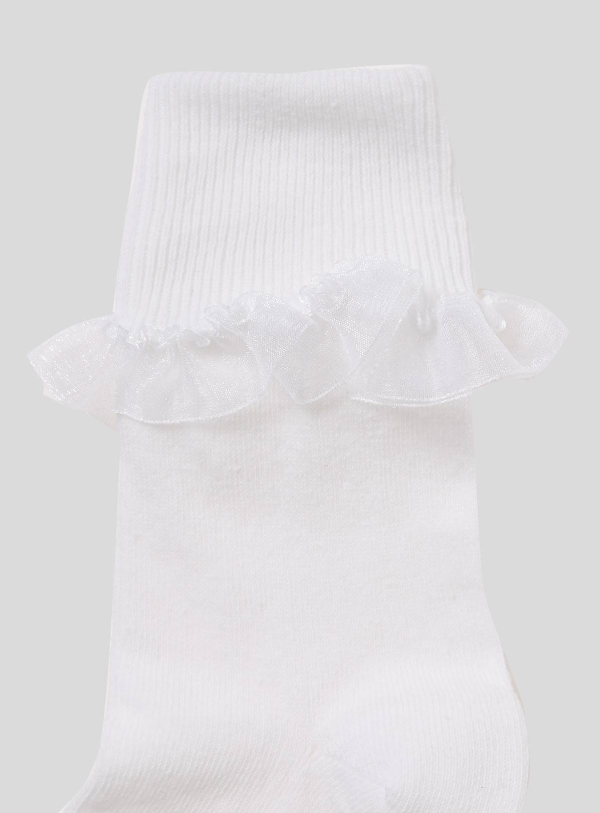 SKU CTY AA 5PK TURNOVER TOP ORGANZA TRIM SOCKS:White:12.5-3.5 - Image 2