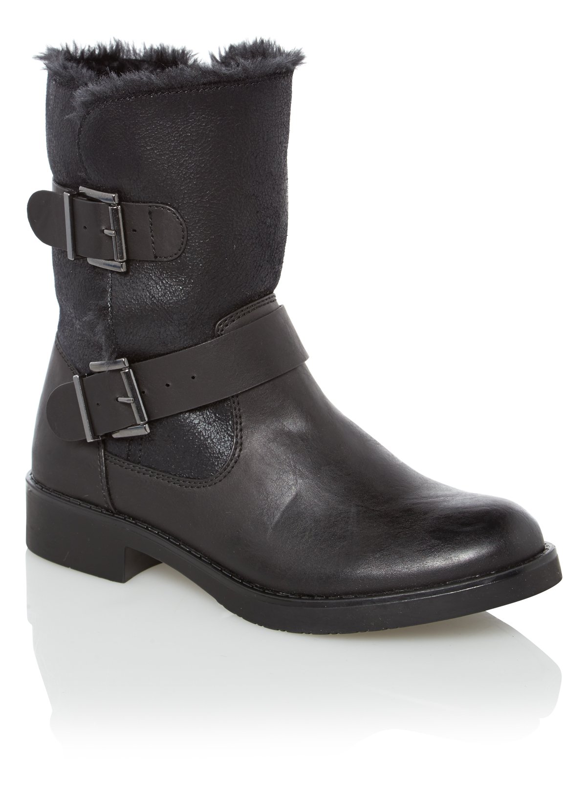 black fur trim boots