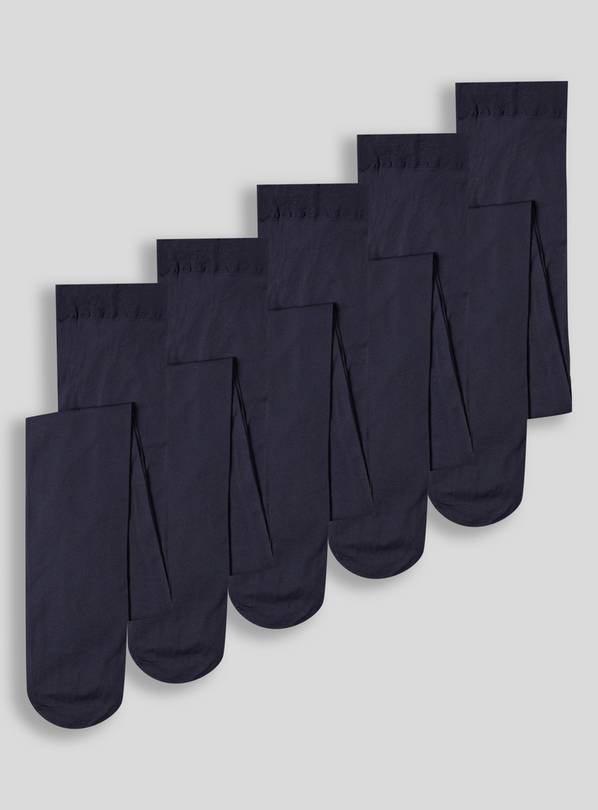 Navy Opaque Tights 5 Pack - 9-10 years