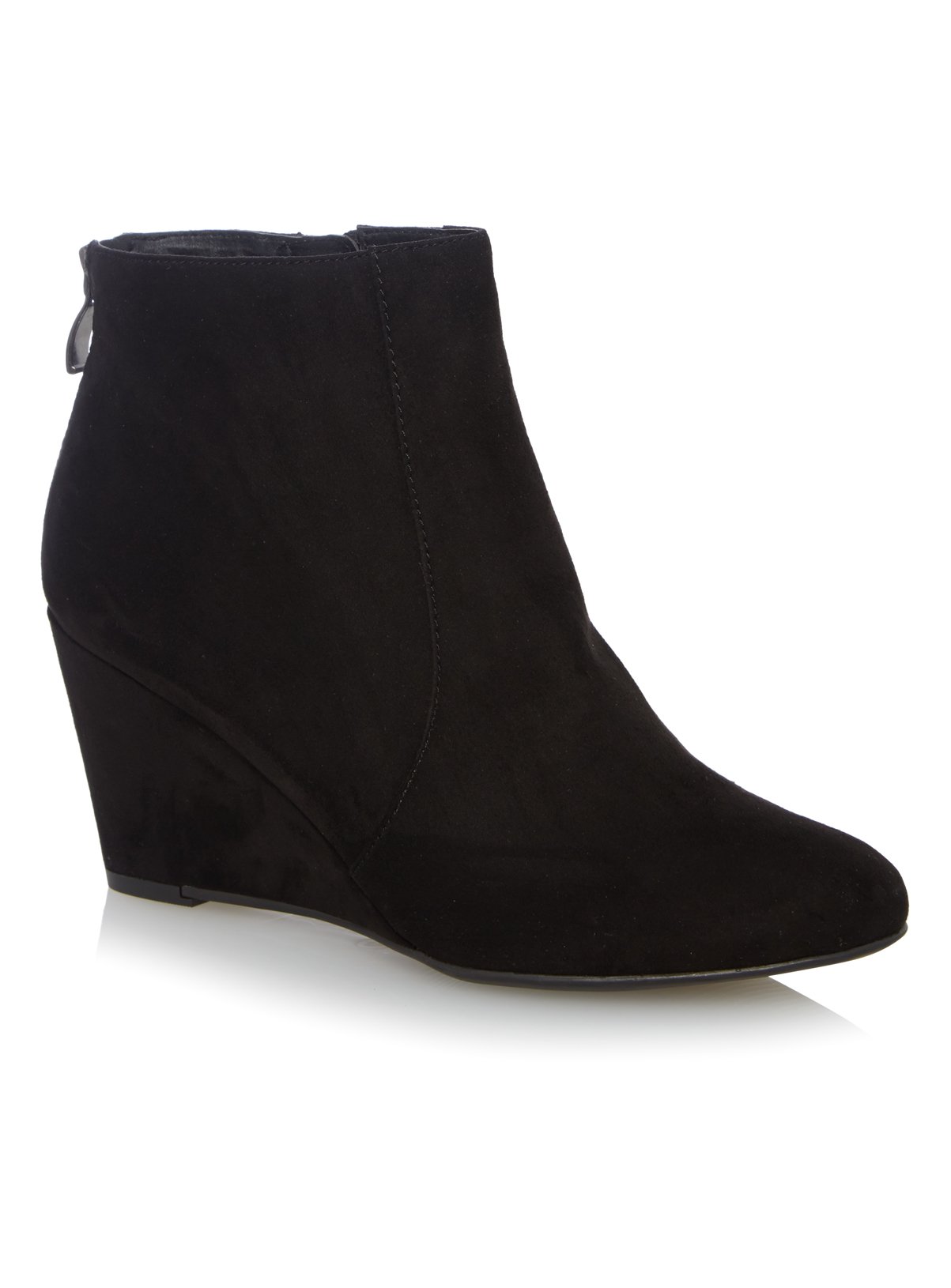ladies black suede wedge boots