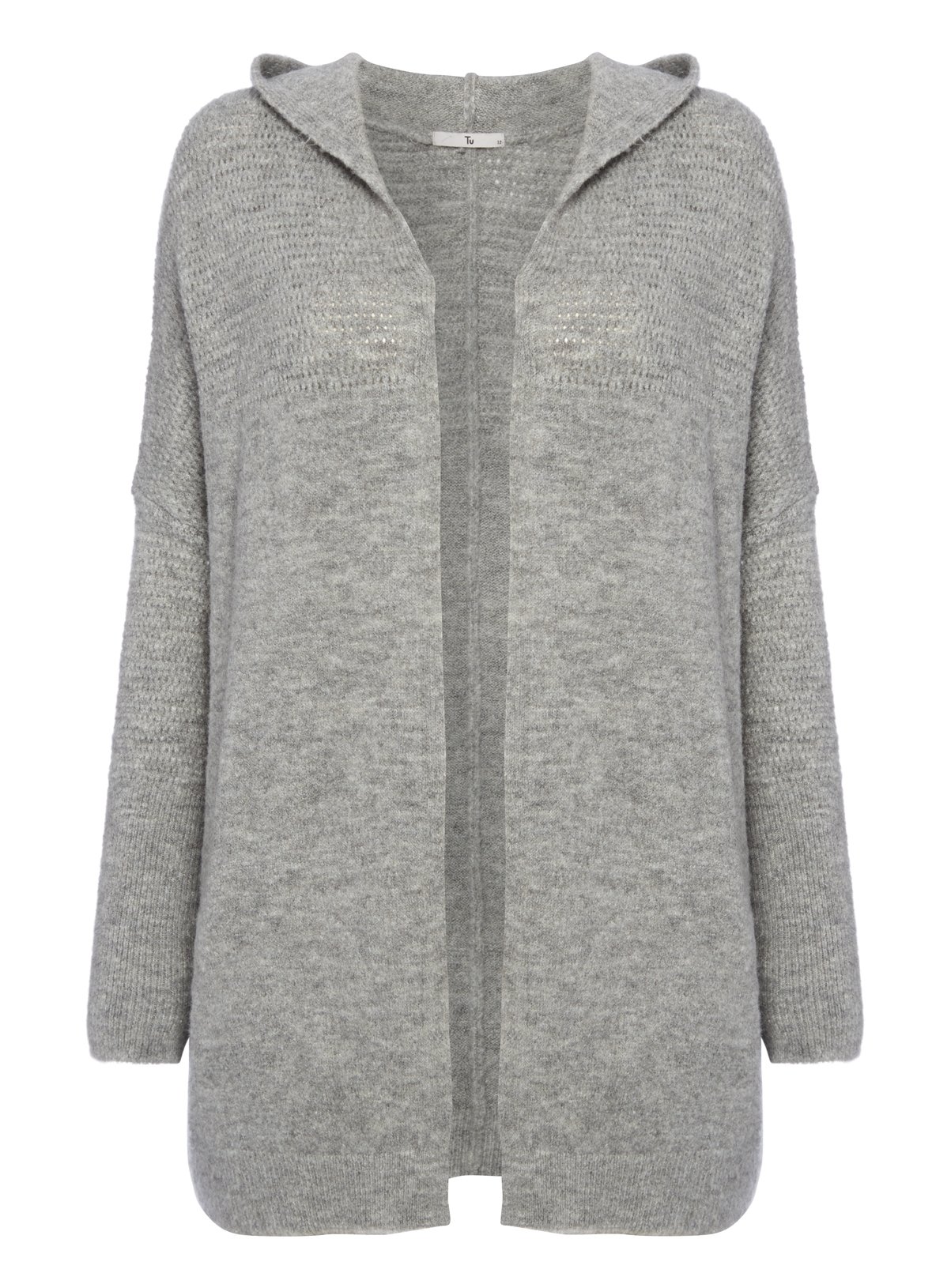 long grey hooded cardigan