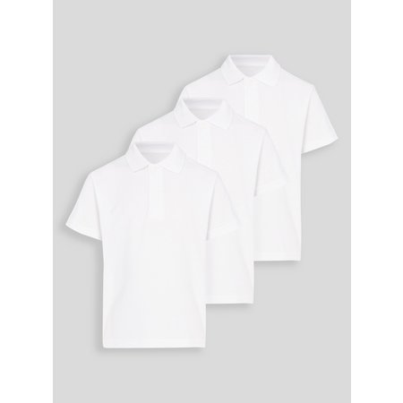 White Unisex Polo Shirts 3 Pack - 16 years