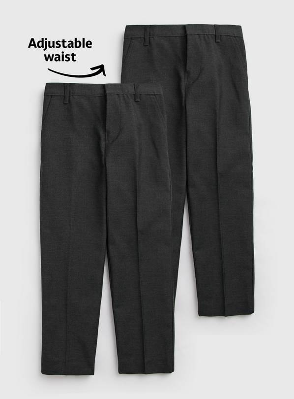 Buy Grey Reinforced Knees Trousers 2 Pack 9 years School trousers
