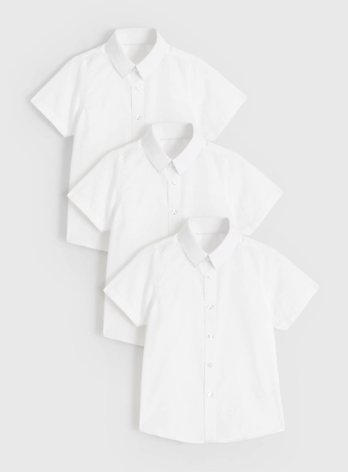 White Polyester Cotton Unisex Short Sleeve Shirts 3 Pack 5 years - Image 1
