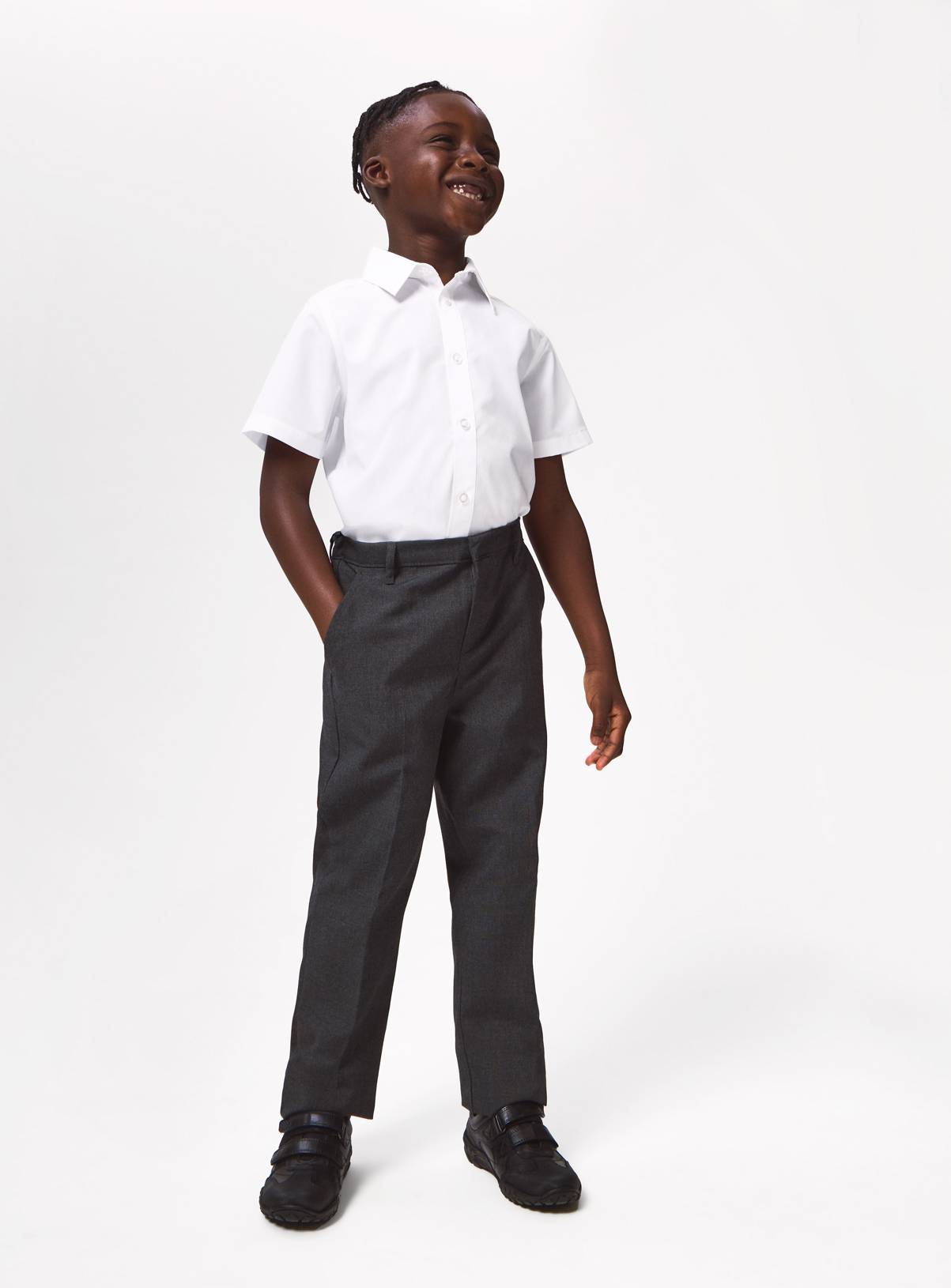 White Polyester Cotton Unisex Short Sleeve Shirts 3 Pack 5 years - Image 2