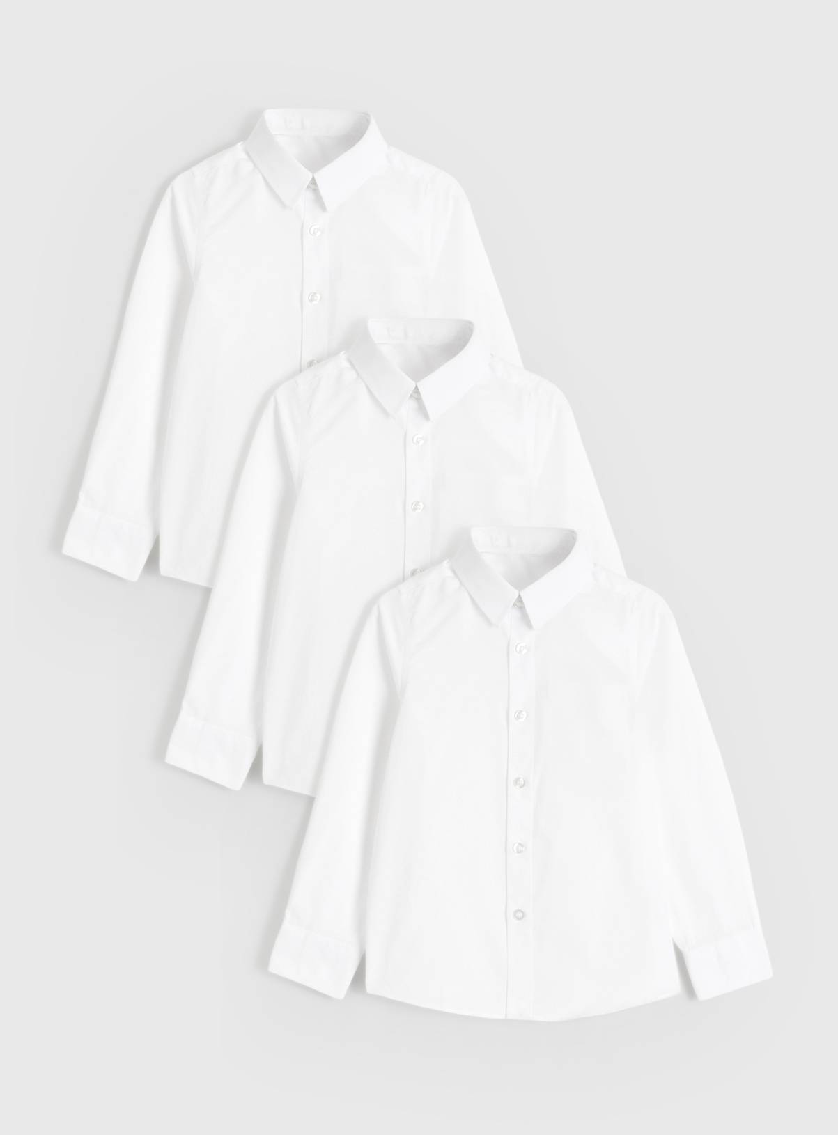 White Polyester Cotton Non Iron Long Sleeve School Shirts 3 Pack 9 years - Image 2
