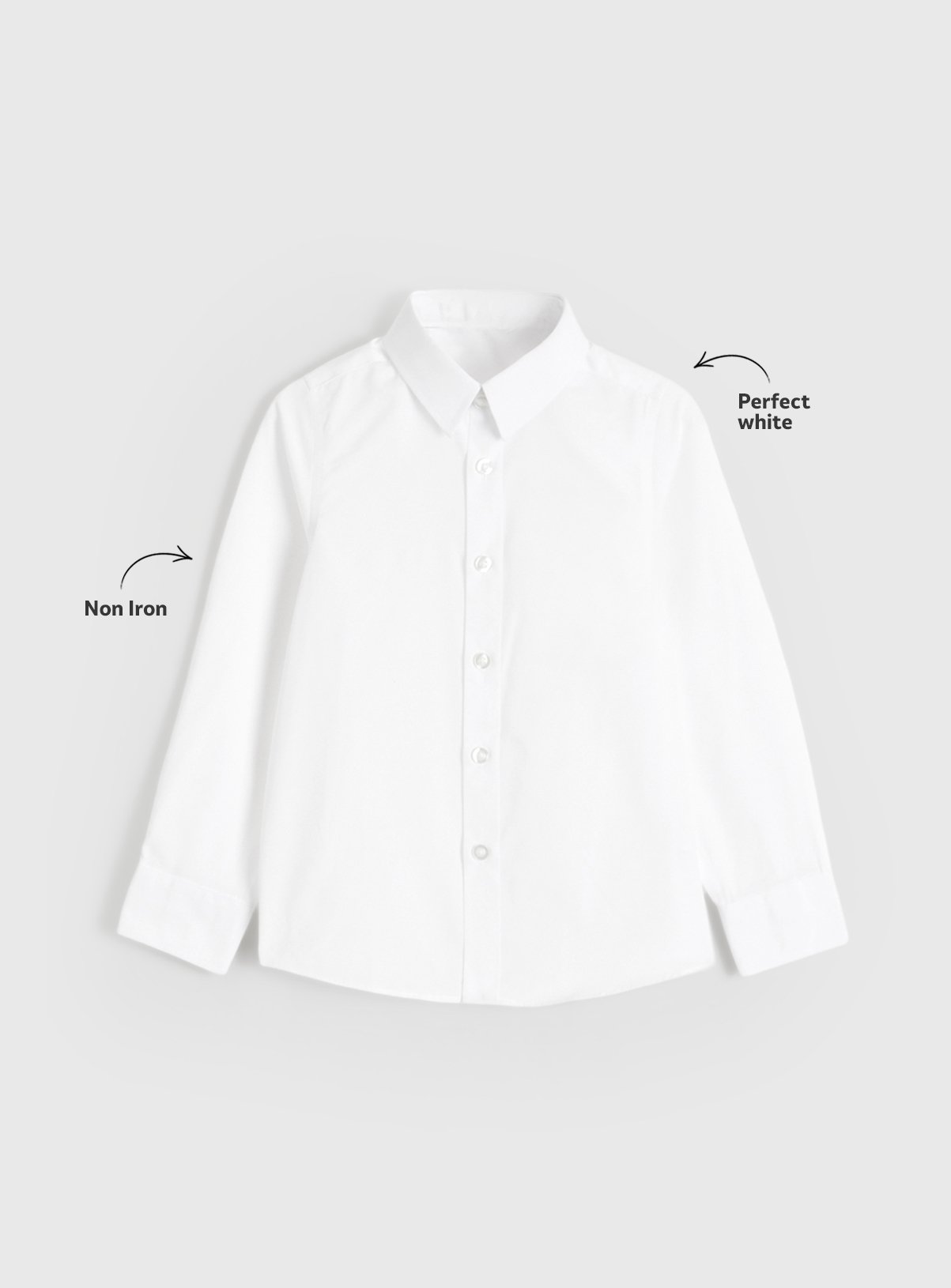 White Polyester Cotton Non Iron Long Sleeve School Shirts 3 Pack 9 years - Image 3 thumbnail