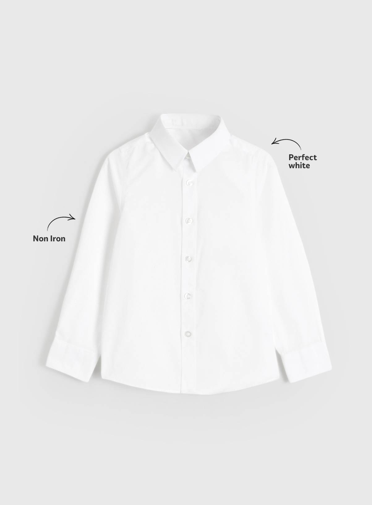 White Polyester Cotton Non Iron Long Sleeve School Shirts 3 Pack 9 years - Image 3