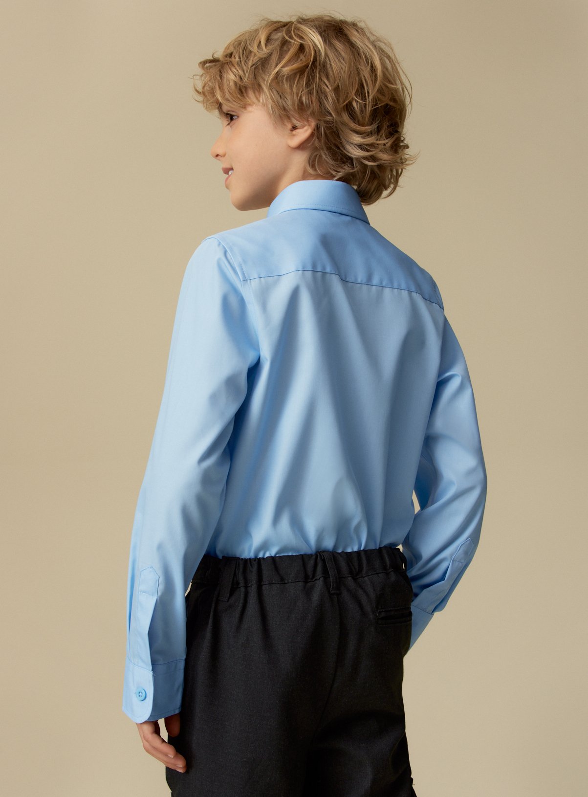 3 Pack Blue Long Sleeve School Shirts 9 years - Image 6 thumbnail