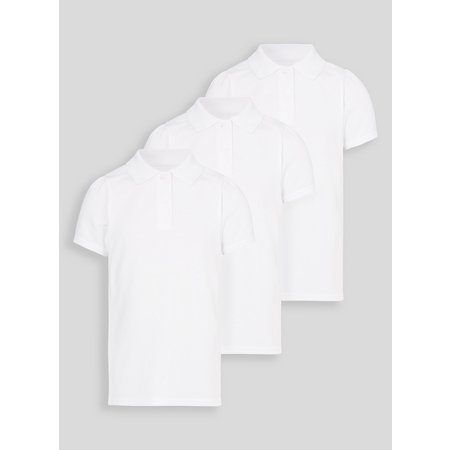 White Scallop Shape Collar Polo Shirts 3 Pack - 8 years