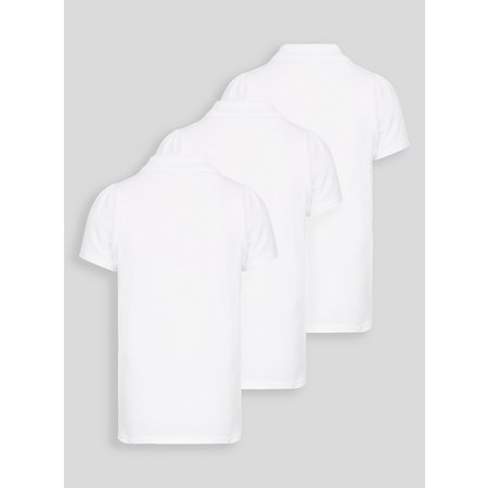 White Scallop Shape Collar Polo Shirts 3 Pack - 14 years