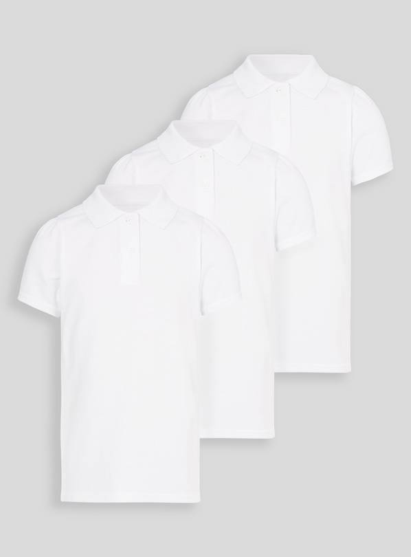 White Scallop Shape Collar Polo Shirts 3 Pack - 5 years