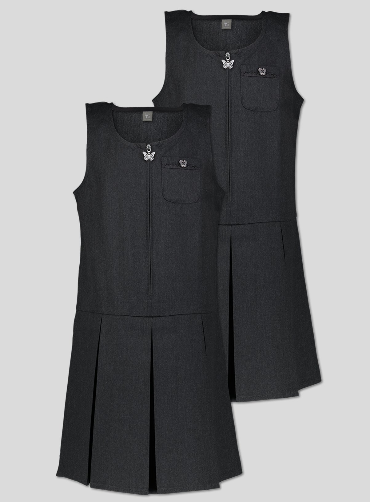 Grey Zip Through Pinafore 2 Pack Review