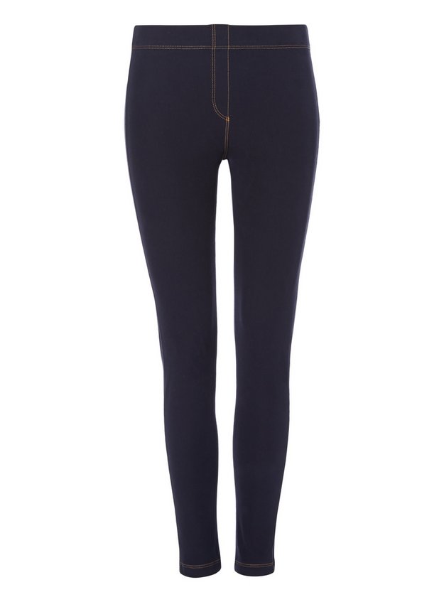Womens Dark Blue Denim Look Leggings Tu Clothing
