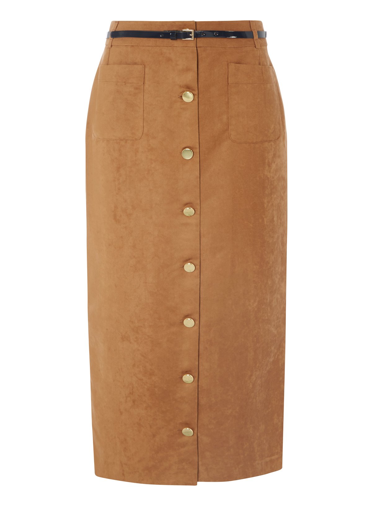 tan button skirt