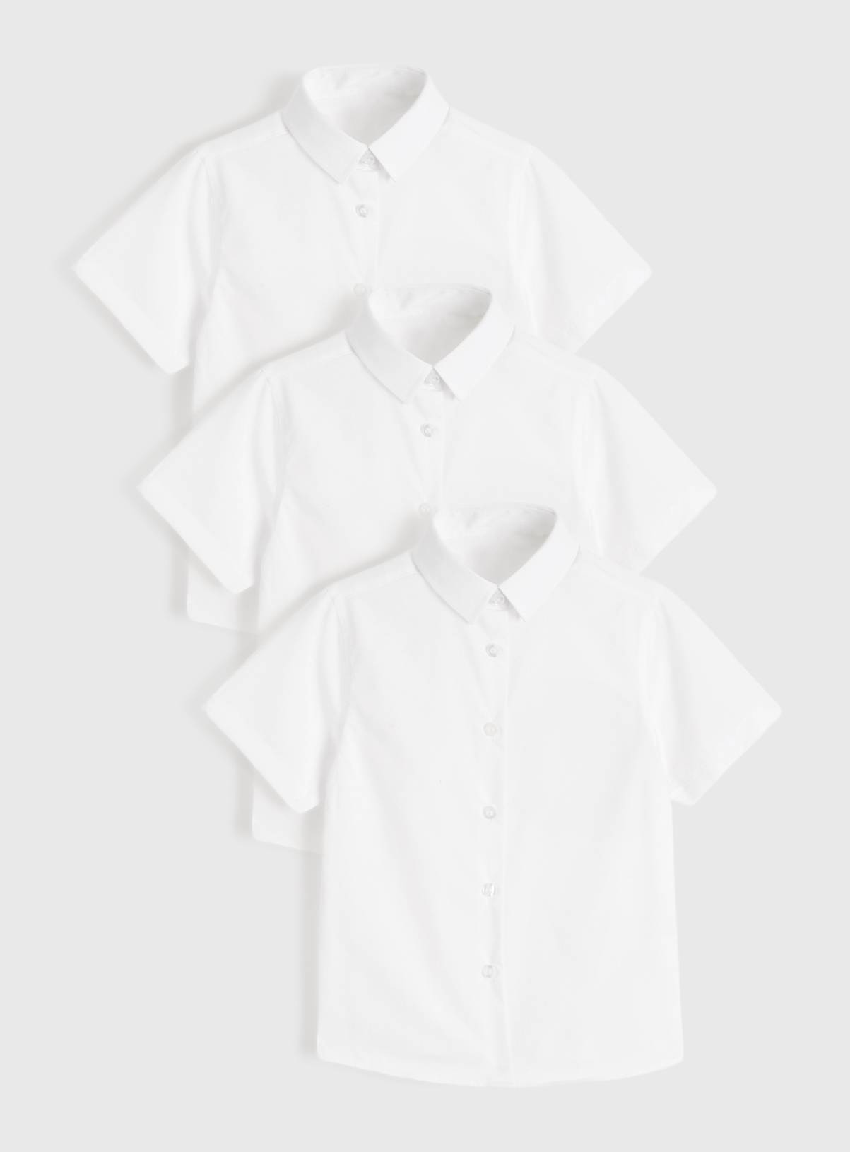 White Woven Non-Iron Short Sleeve Shirts 3 Pack 9 years - Image 2