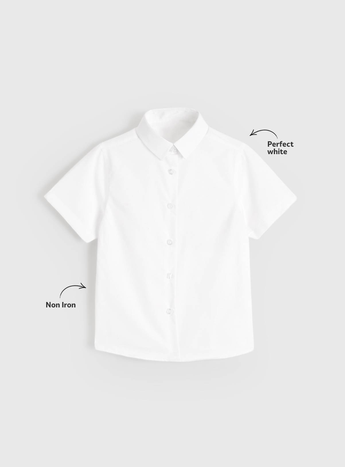 White Woven Non-Iron Short Sleeve Shirts 3 Pack 9 years - Image 3