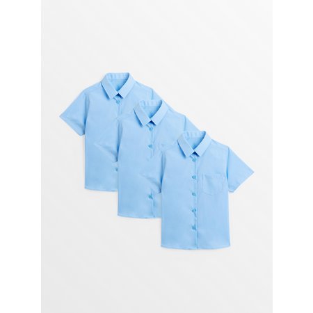 Blue Woven Non Iron School Shirts 3 Pack - 12 years