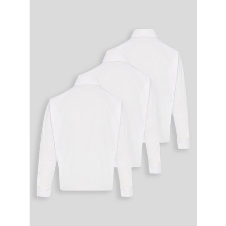 White Non Iron Long Sleeve School Shirts 3 Pack - 3 years