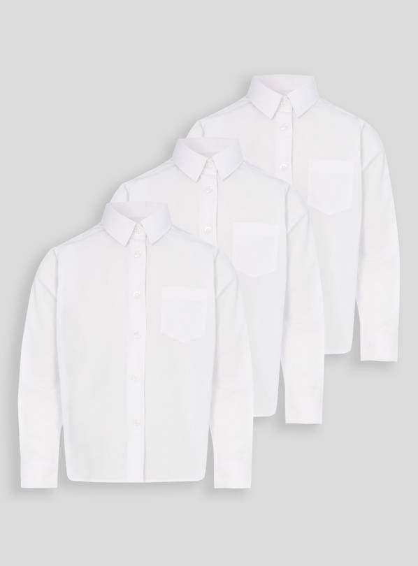 White Non Iron Long Sleeve Shirts 3 Pack - 4 years