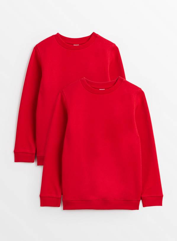 Buy Red Crew Neck Sweatshirts 2 Pack - 7 years | School jumpers and ...