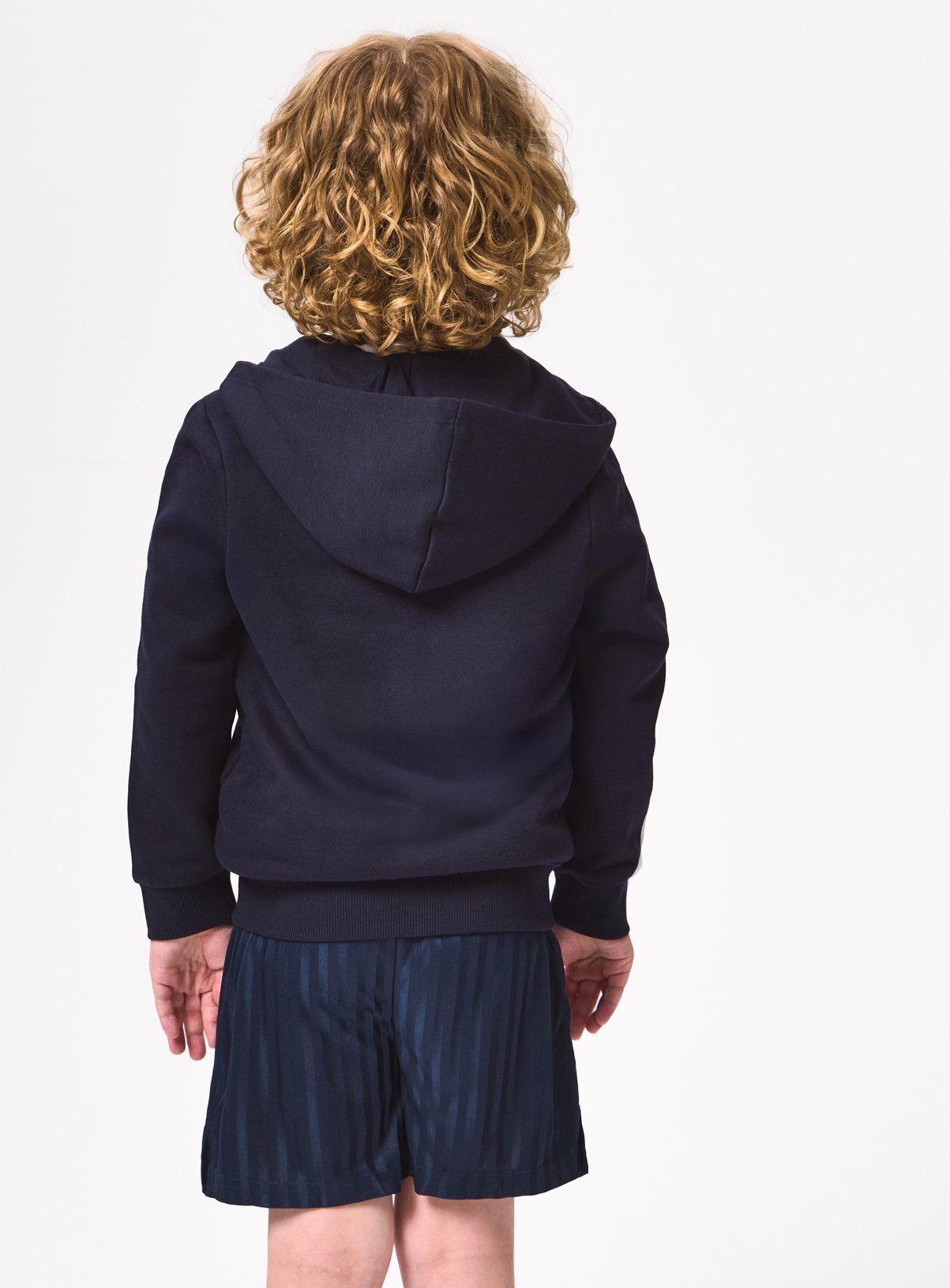 Navy Cotton Blend Full Zip Unisex Regular Fit Sweat Hoodie 14 years - Image 3 thumbnail