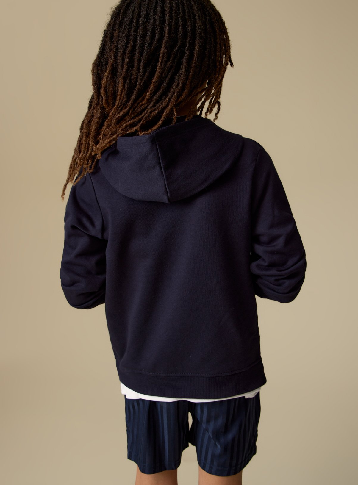 Navy Cotton Blend Full Zip Unisex Regular Fit Sweat Hoodie 14 years - Image 6 thumbnail