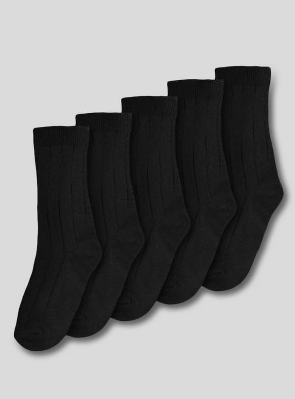 Black Ribbed Socks 5 Pack 4-6.5
