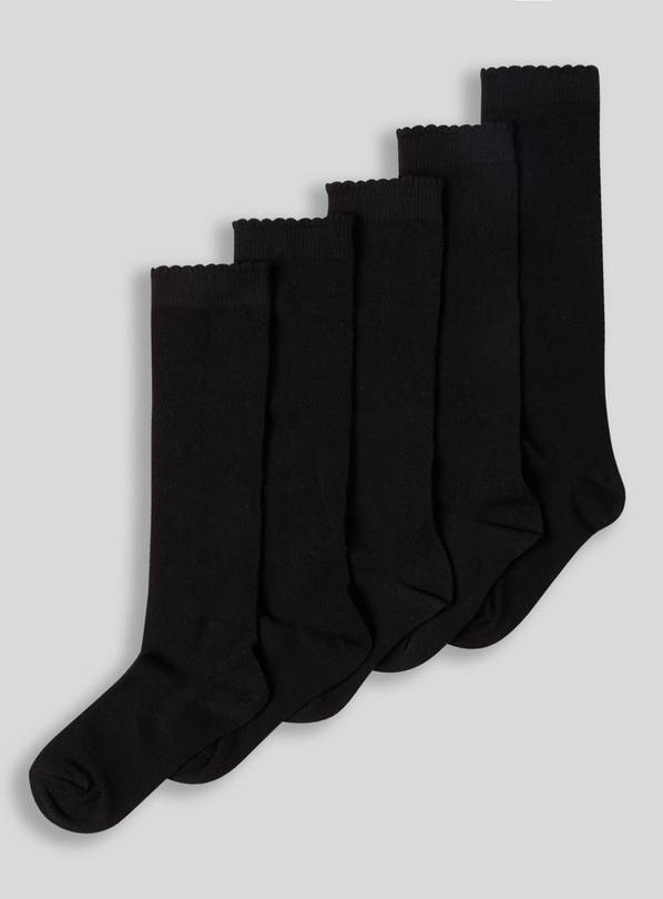 6 Pairs Girls Cotton-Rich Black Knee High School Socks 