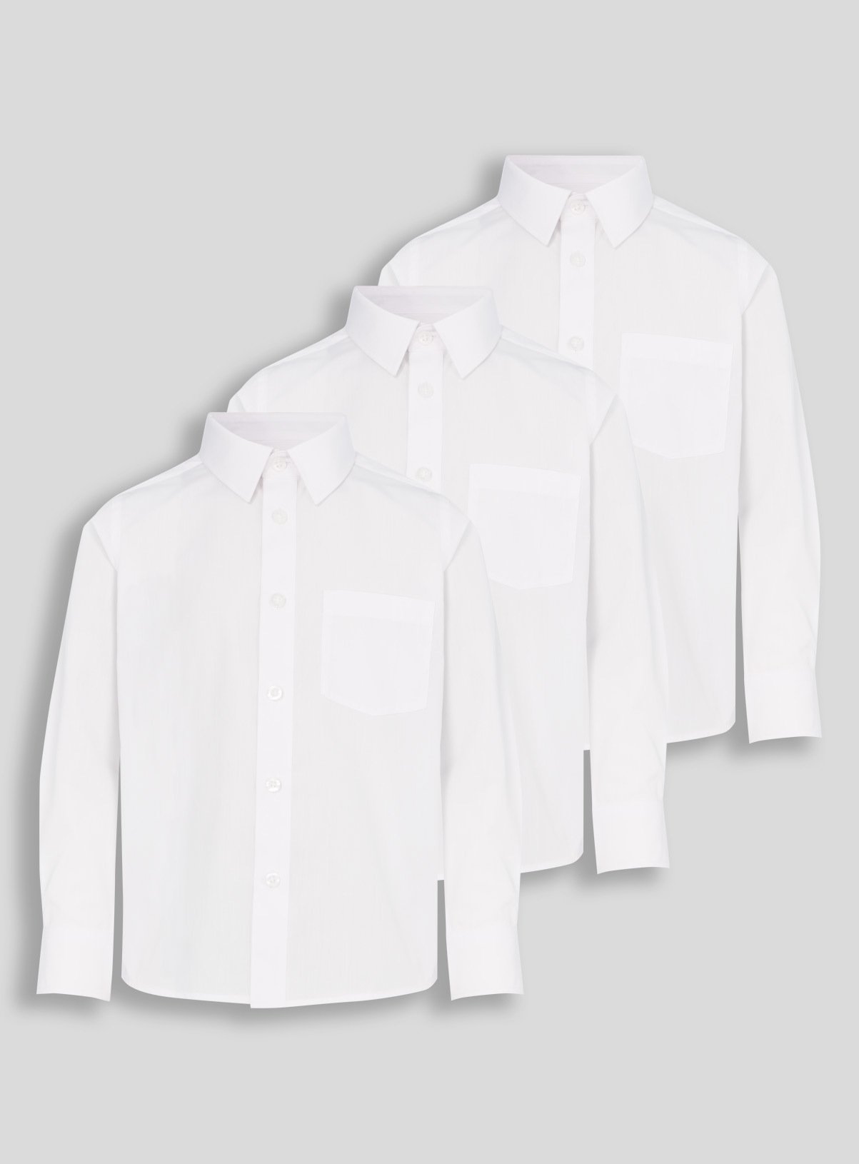 White 3 Pack Unisex White Long Sleeve Shirts (17 Years) - Tu by Sainsbury's