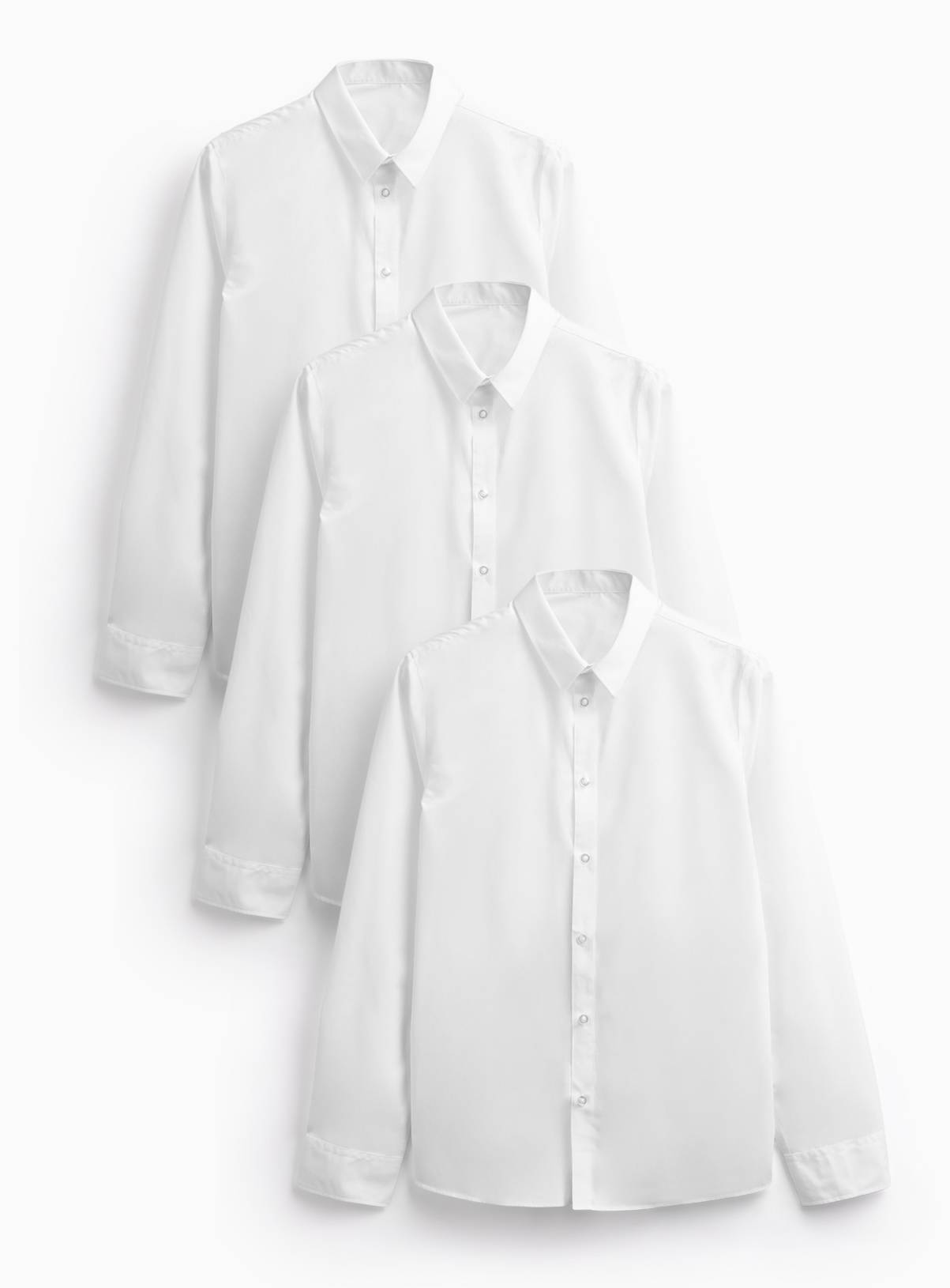 White Cotton Polyester Non-Iron Long Sleeve Shirts 3 Pack 18 years - Image 1