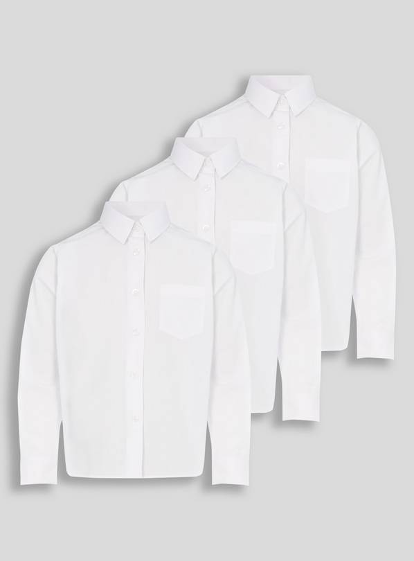 White Woven Long Sleeve Shirts 3 Pack - 17 years