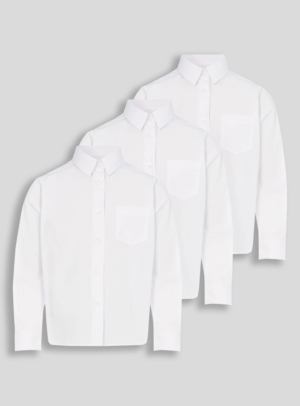 White Long Sleeve Button Front Shirts 3 Pack 17 years - Image 1