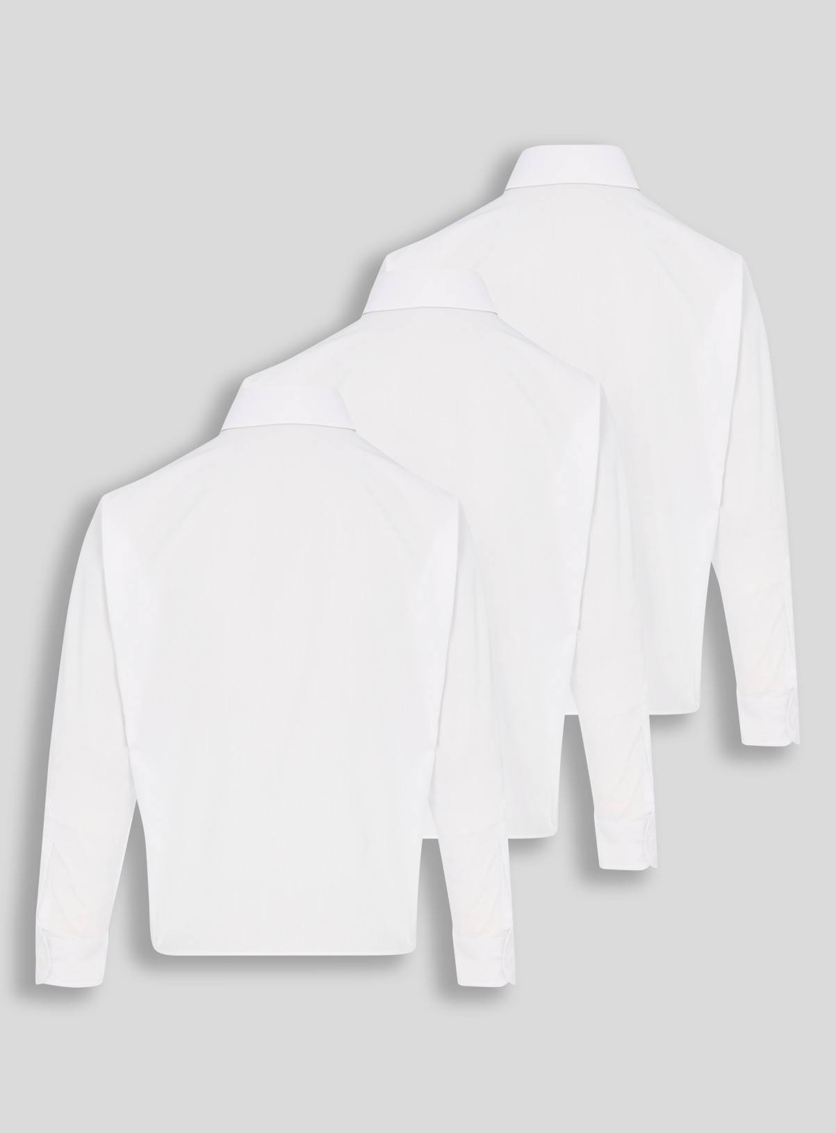 White Long Sleeve Button Front Shirts 3 Pack 17 years - Image 2