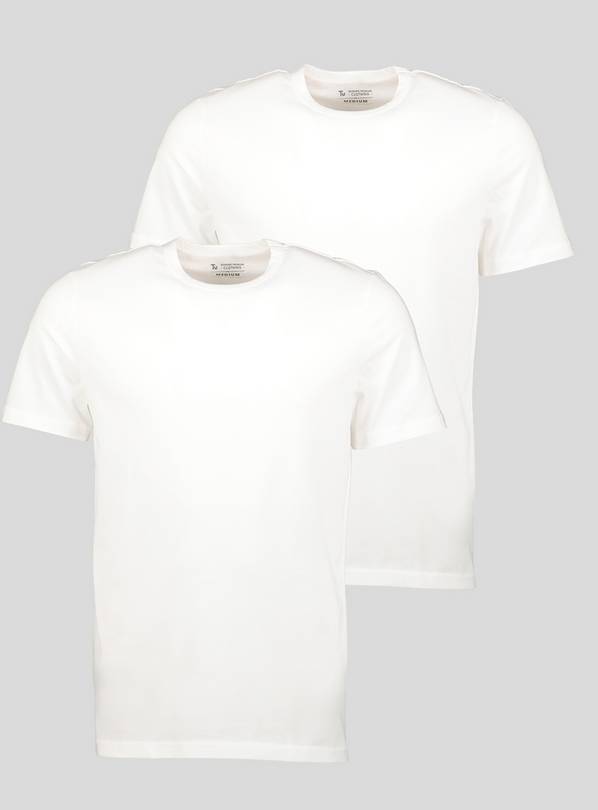 Buy White Crew Neck T-Shirt Vests 2 Pack - L | Underwear | Argos