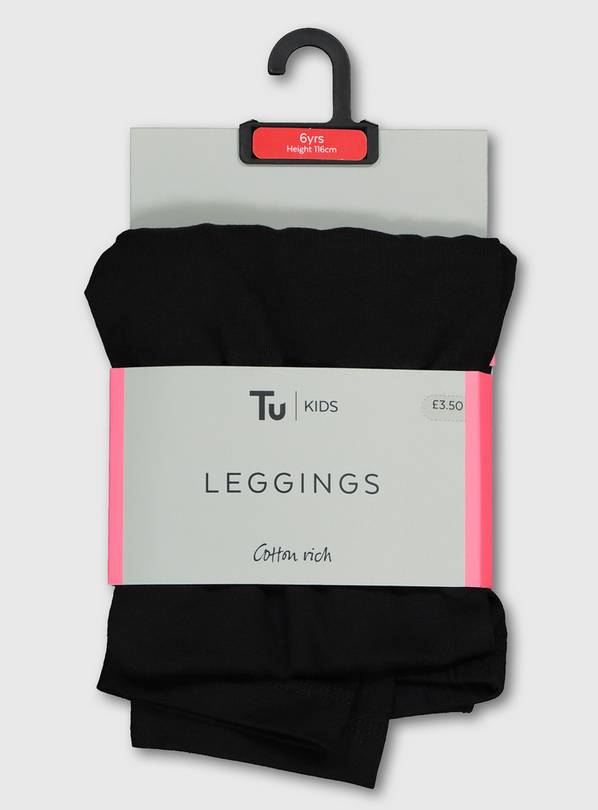 Buy Black Plain Leggings - 3 years, Trousers