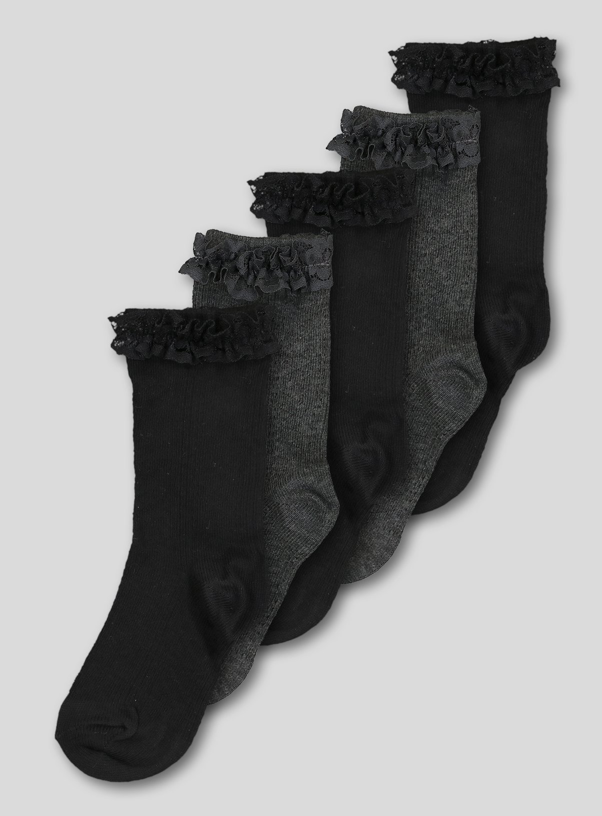 Black & Grey Lace Trim Socks 5 Pack Review